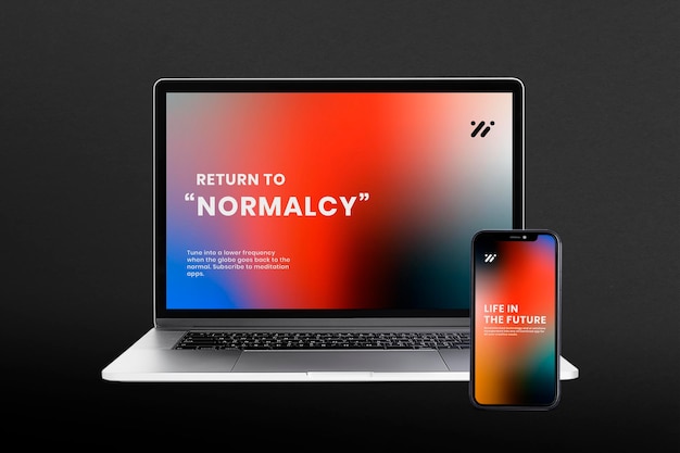 7. Digital device screen mockup vector with laptop and smartphone with gradient wallpapers | The Web Univers