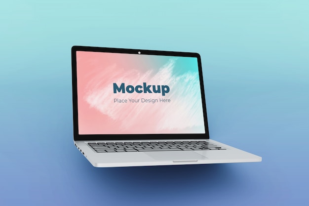 5. High quality clean floating laptop mockup design template | The Web Univers