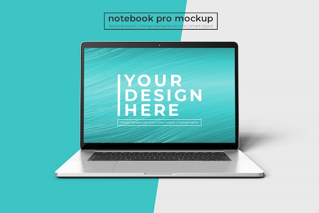 1. Realistic premium 15 inch notebook pro for web, ui and application photoshop mock up in front view | The Web Univers