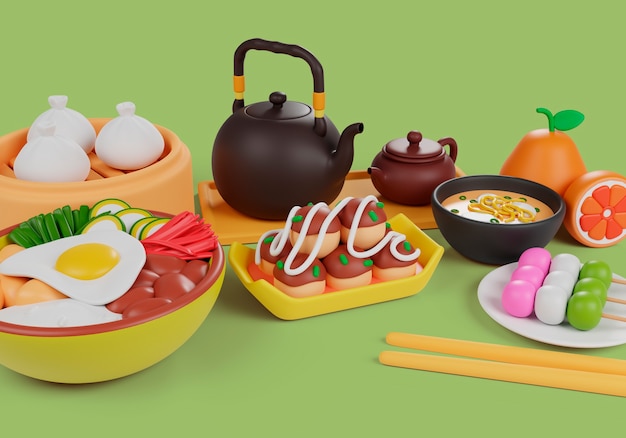 3d rendering of delicious asian food | The Web Univers