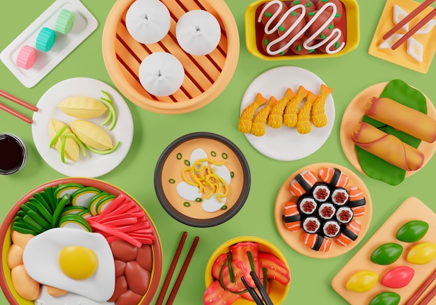 3d rendering of delicious asian food | The Web Univers