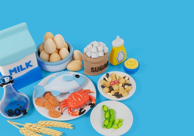 3d rendering of food allergens still life | The Web Univers