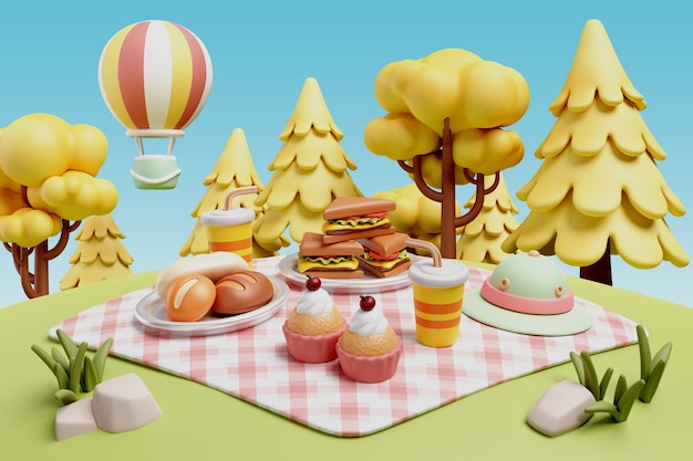 3d rendering of picnic illustration | The Web Univers