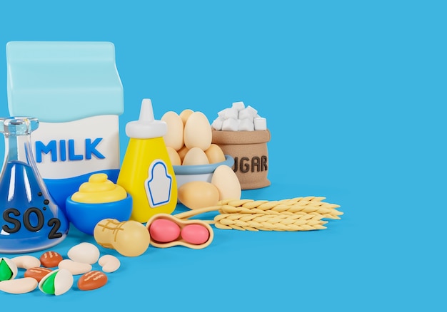 3d rendering of food allergens still life | The Web Univers