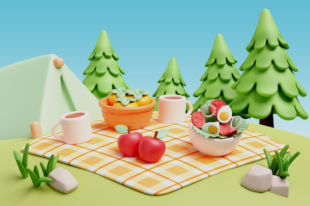 3d rendering of picnic illustration | The Web Univers