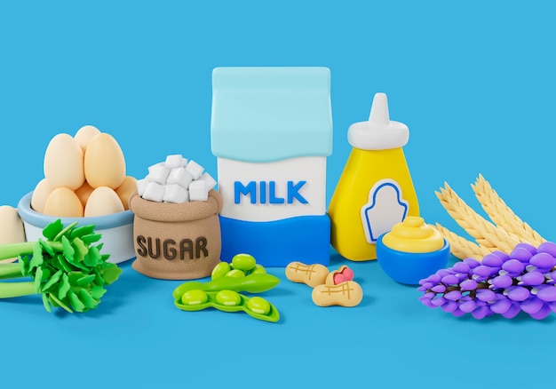 3d rendering of food allergens still life | The Web Univers