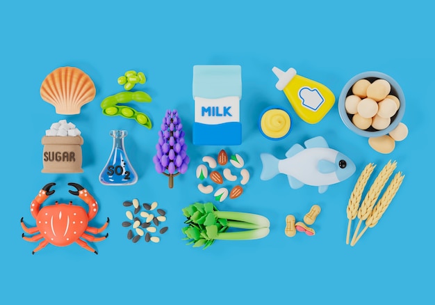 3d rendering of food allergens still life | The Web Univers