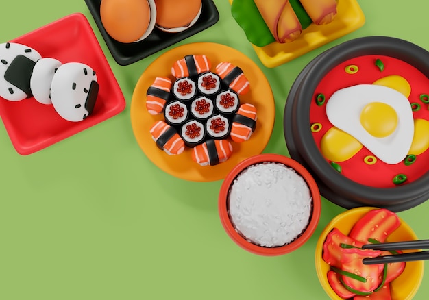 3d rendering of delicious asian food | The Web Univers
