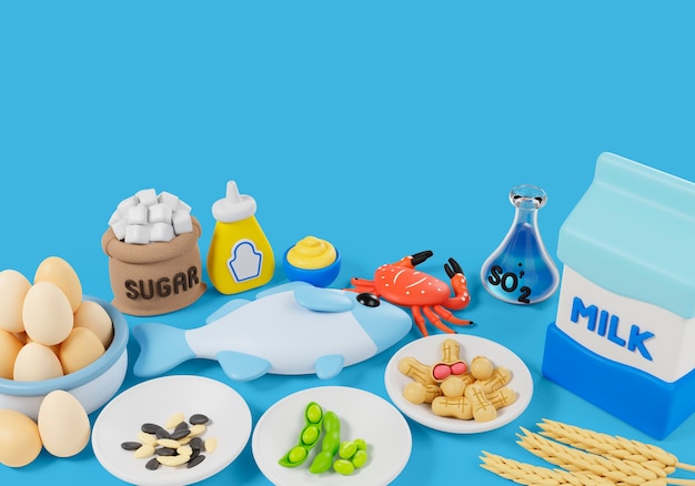 3d rendering of food allergens still life | The Web Univers