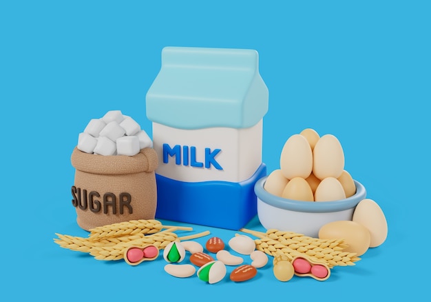 3d rendering of food allergens still life | The Web Univers