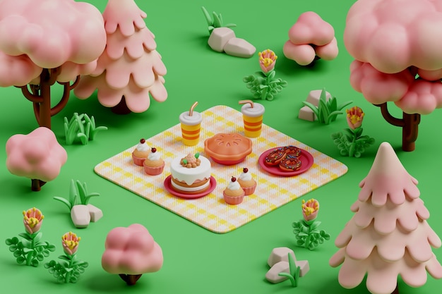 3d rendering of picnic illustration | The Web Univers
