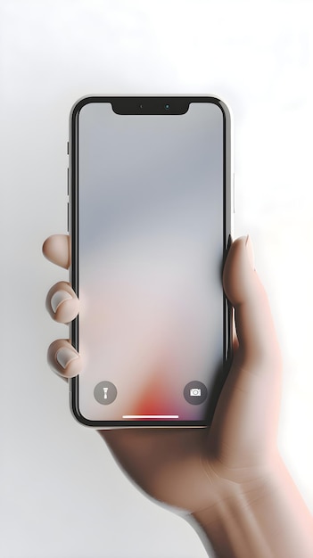 12. Touchscreen smartphone in hand on a white background 3d rendering | The Web Univers