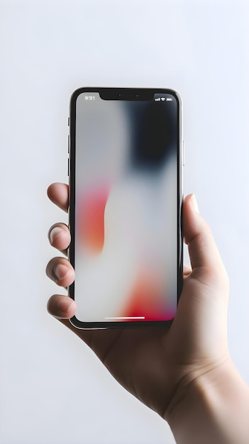 16. Close up of hand holding modern smartphone with blank screen on white background | The Web Univers