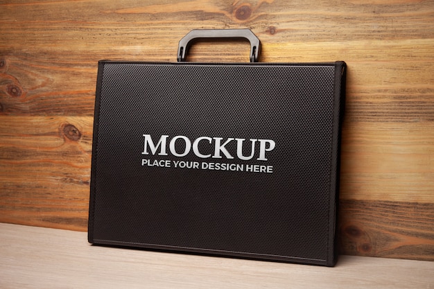 Professional black leather briefcase with branding | The Web Univers