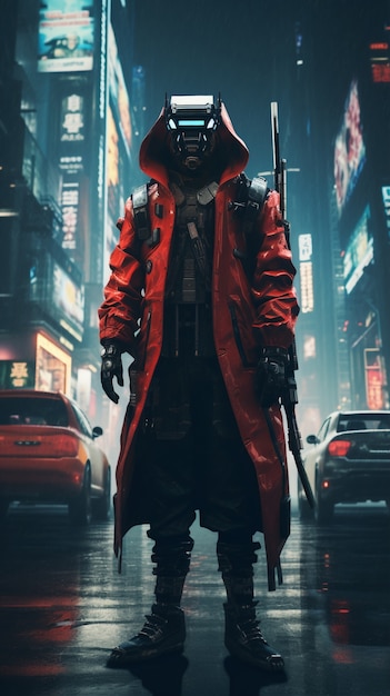 Guerrier Cyberpunk Dans Un Paysage Urbain | The Web Univers