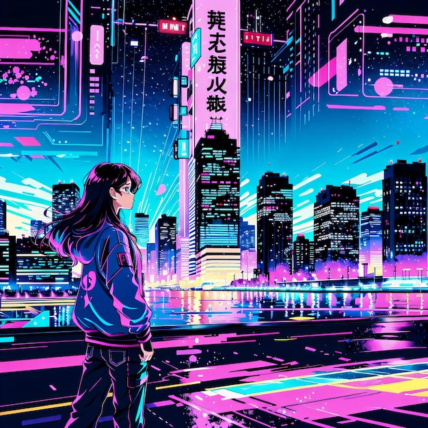 A woman stands in front of a cityscape | The Web Univers