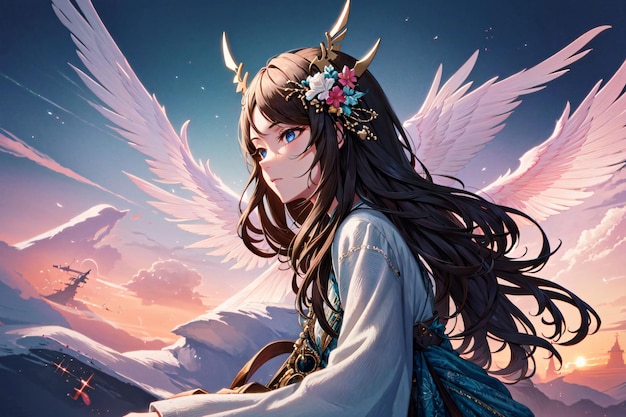 A girl with angel wings on her head | The Web Univers
