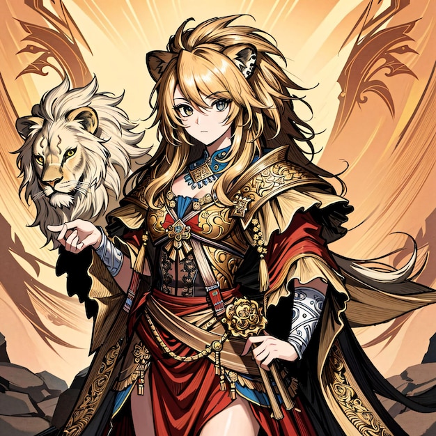 A cartoon image of a woman holding a lion and a lion on the left side. | The Web Univers