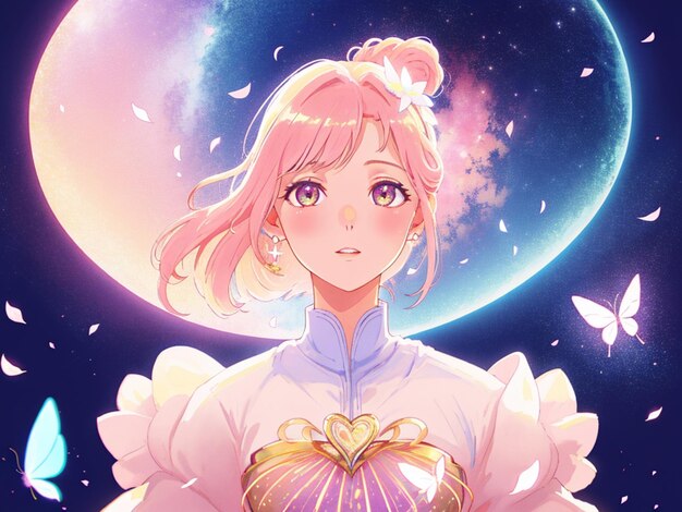 A girl with a moon in the background | The Web Univers