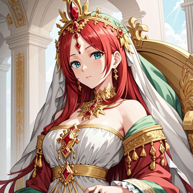 A girl in a dress with a gold and white dress with a gold tiara on her head. | The Web Univers