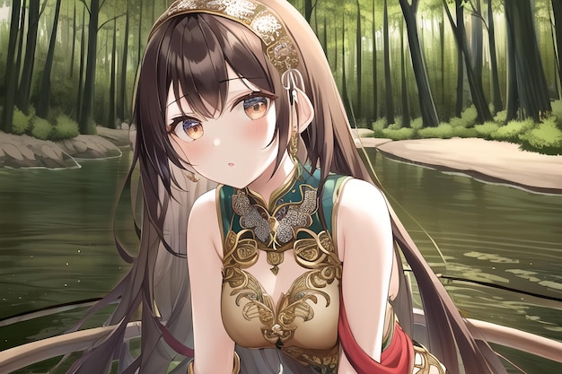 Anime cute kawaii girl character image wallpaper illustration background sunrise sunset young woman | The Web Univers
