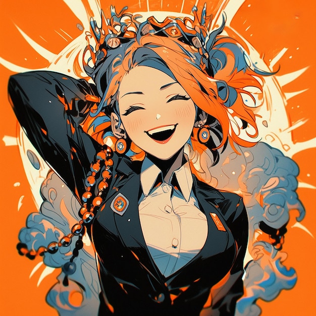 A cartoon of a woman with long hair and a smile that says the word on it | The Web Univers