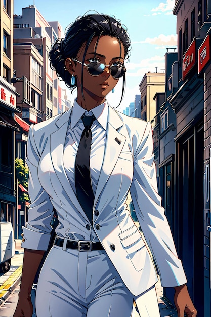 Black woman with glasses wearing white suit | The Web Univers