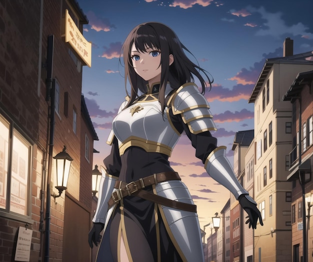 A girl in a knight suit walks down a street | The Web Univers