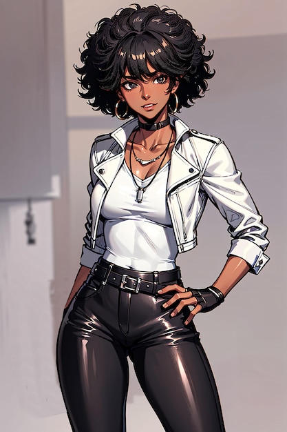 Black woman wearing white jacknecklacewhite shirt and black pants | The Web Univers