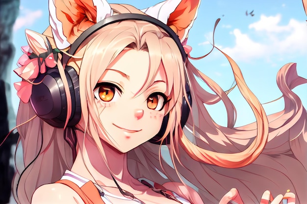 Anime girl with cat ears generative ai | The Web Univers
