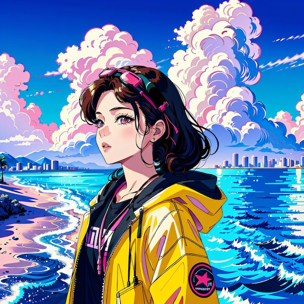 A girl in a yellow jacket with a yellow hood | The Web Univers
