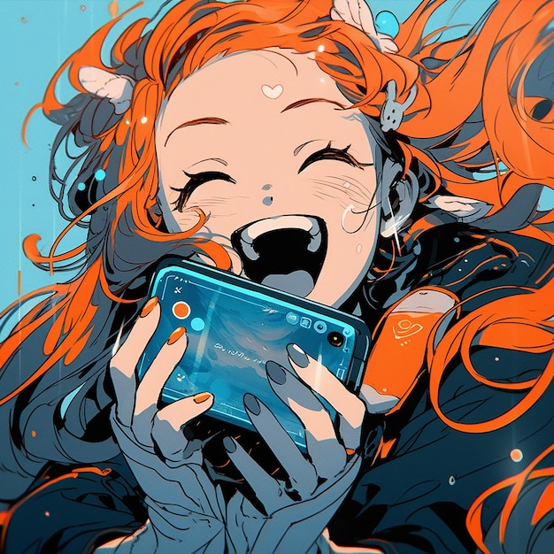 A cartoon of a girl with red hair holding a phone | The Web Univers