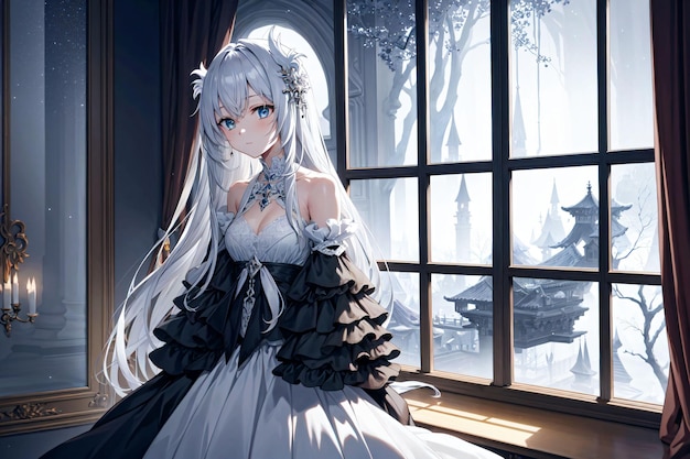 Girl with white hair and dress | The Web Univers