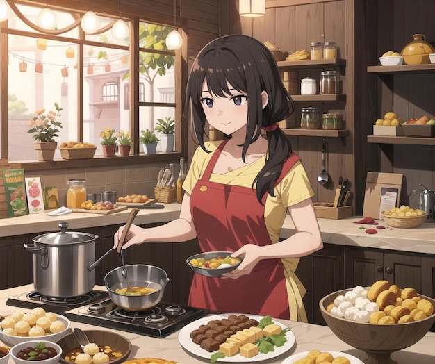 A girl cooking in a kitchen | The Web Univers