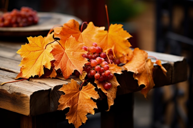 Feuilles d'automne sèches avec des raisins | The Web Univers