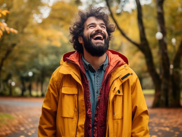 Photo of emotional dynamic pose brazilian man in autumn | The Web Univers
