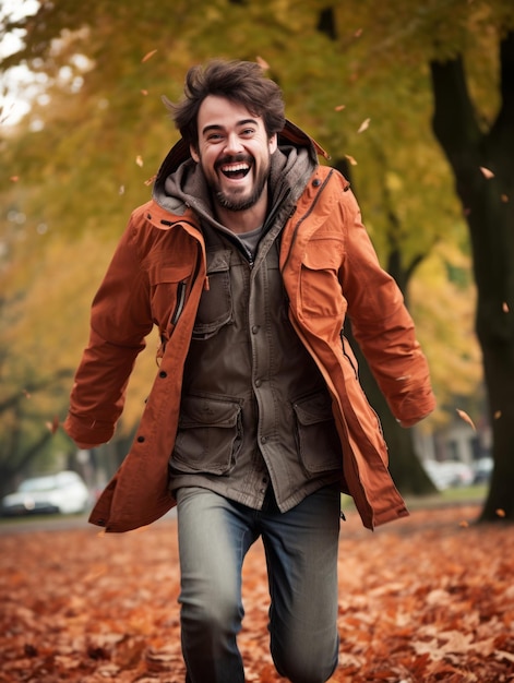 Photo of emotional dynamic pose brazilian man in autumn | The Web Univers