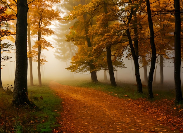 Forêt de brouillard magiquefond d'automnepapier peint artistiqueconte de féerêvearbrebelles terres naturelles | The Web Univers