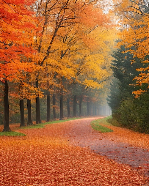 Entouré d'arbres aux feuilles colorées à l'automne | The Web Univers
