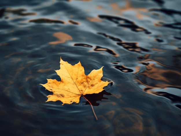 Feuille d'automne sèche sur l'eau | The Web Univers