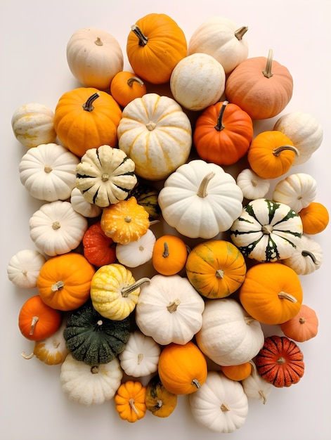 Top view different pumpkins arrangement | The Web Univers