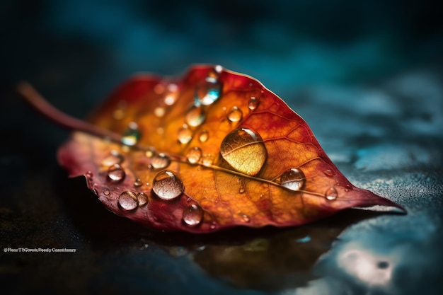 Une feuille avec des gouttes d'eau dessus | The Web Univers