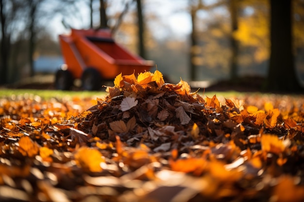 Nettoyer le jardin en ratissant les feuilles et l'herbe en automne | The Web Univers