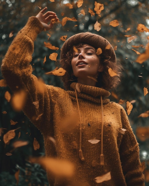 Portrait d'une femme portant une tenue d'automne | The Web Univers