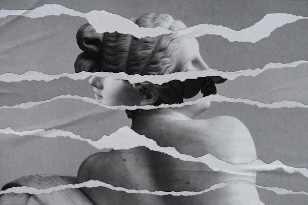 Bw greek statue image in torn paper style remixed media | The Web Univers