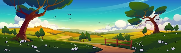Rural landscape with green trees and fields | The Web Univers