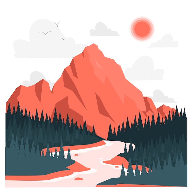 Mountain river concept illustration | The Web Univers