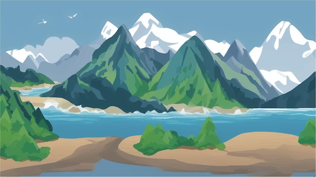 Mountains and rivers vector illustration | The Web Univers