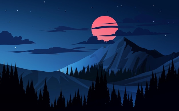 Beautiful calm night at mountain with moonlight | The Web Univers