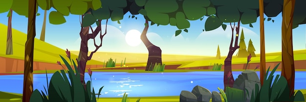 Summer landscape with river in forest and fields | The Web Univers
